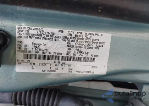 2012 Ford Focus Se z USA, uszkodzony, nr VIN 1FAHP3F22CL152234